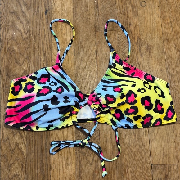 New Colorful Animal Print String Bikini Set Both Size XL Adjustable Top - Picture 2 of 6